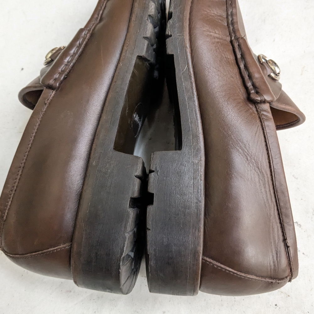 Gucci Horsebit Loafers Brown Leather Men 8 D Rubber - Picture 7 of 16